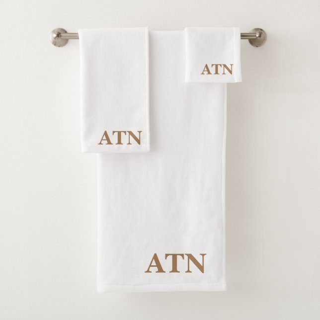 Conjunto De Toalhas Sinais elegantes em fundo branco de cacau (Insitu)