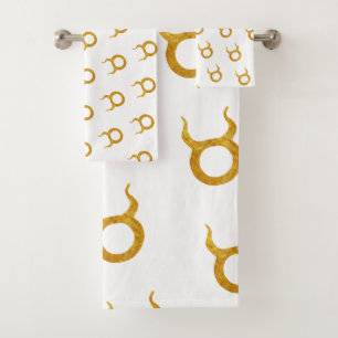 Conjunto De Toalhas Sinal Dourado da astrologia do zodíaco do Taurus