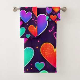 Conjunto De Toalhas Sinfonia Neon Heart