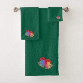 Conjunto De Toalhas Sinos de Natal Arco-íris Verde