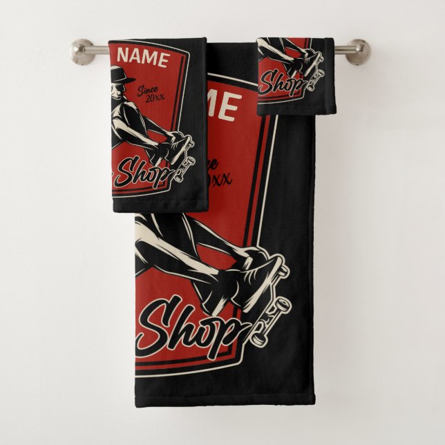 Conjunto De Toalhas Skateboard de Captura de Compro Personalizado (Insitu)