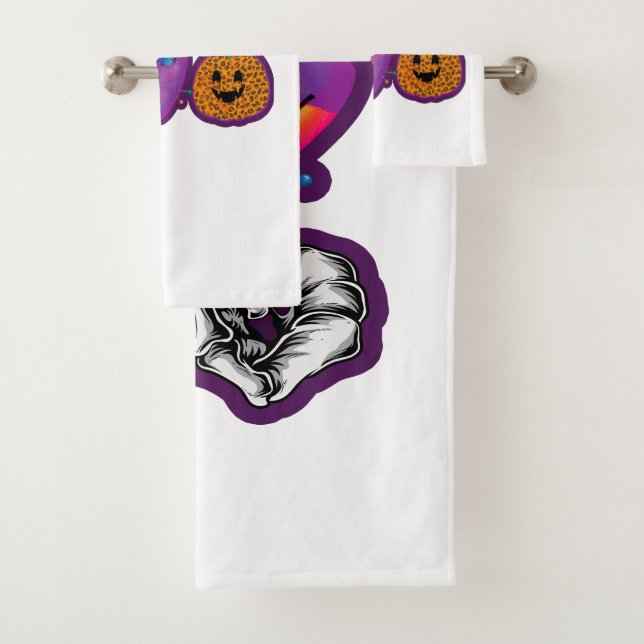 Conjunto De Toalhas Skeleton Pumpkin Peace Love Halloween (Insitu)