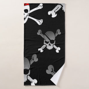 Conjunto De Toalhas Skull n Bones Party Pirate Bath Totoset