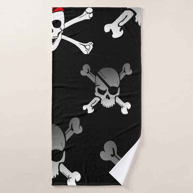 Conjunto De Toalhas Skull n Bones Party Pirate Bath Totoset (Toalha de Banho)