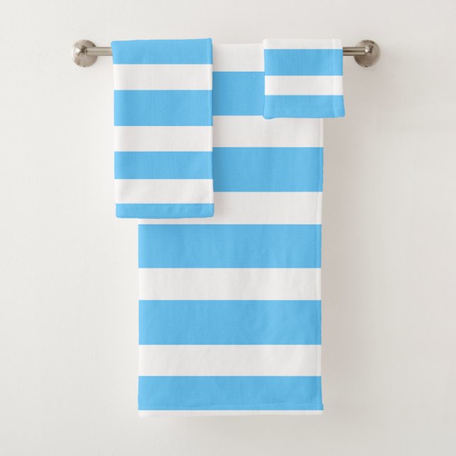 Conjunto De Toalhas Sky Blue and White Cabana Stripes  (Insitu)