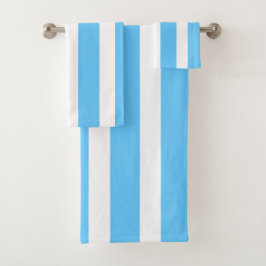 Conjunto De Toalhas Sky Blue and White Cabana Stripes 