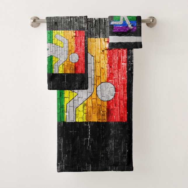 Conjunto De Toalhas SlipperyJoe's Be You black brick wall andando figu (Insitu)