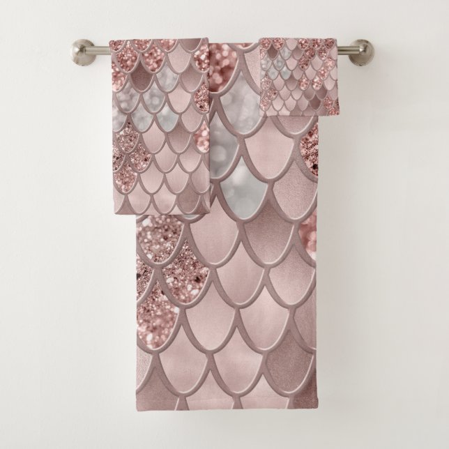 Conjunto De Toalhas Smermaid Scales Glam #5 (Faux Glitter) #decor #art (Insitu)