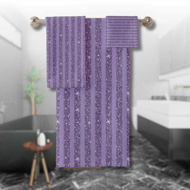 Conjunto De Toalhas Smoky Plum Glitter Style Horizontal Stripes (Criador carregado)
