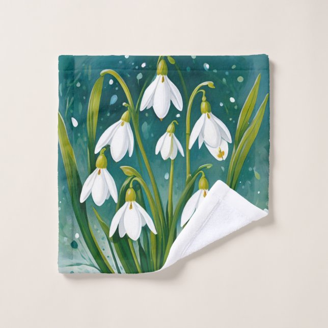 Conjunto De Toalhas Snowdrop Floral. Flores de Neve. (Pano de lavar)