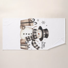 Conjunto De Toalhas Snowman Happy Holidays