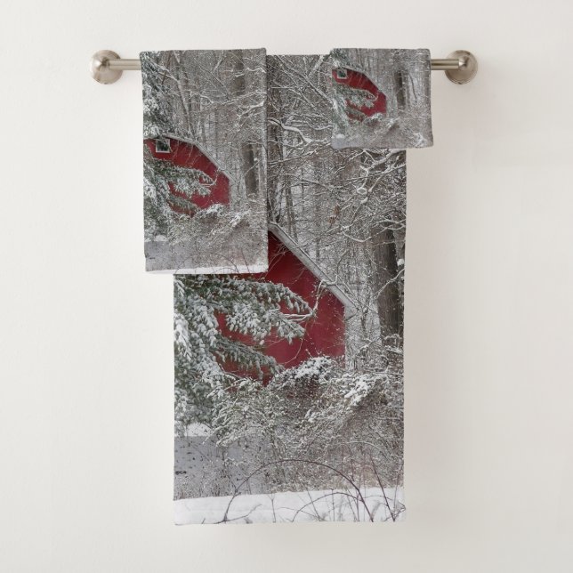Conjunto De Toalhas Snowy Red Barn (Insitu)