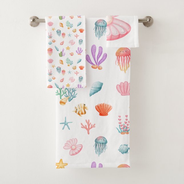 Conjunto De Toalhas Sob O Padrão Do Mar (Insitu)