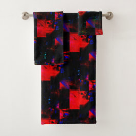 Conjunto De Toalhas Sobreposição de mosaico quadrado vermelho sobre ma