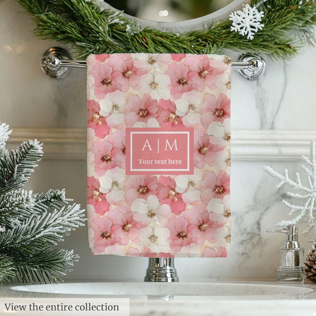Conjunto De Toalhas Soft Dusty Rose & Gold Flowers Towel Personalized  (Soft Dusty Rose & Gold Flowers Towel Personalized )