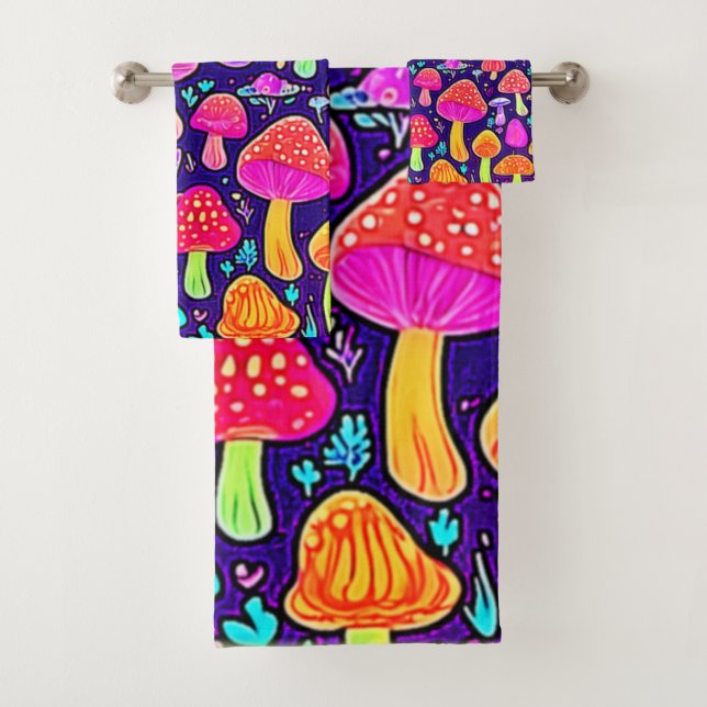 Conjunto De Toalhas Soft Neon: Patch do Cogumelo de Cartoon (Insitu)
