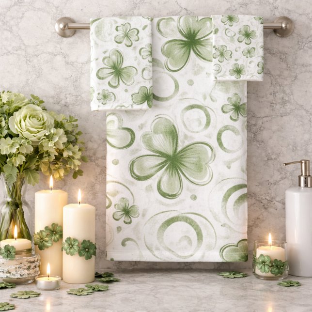 Conjunto De Toalhas Soft Shamrock Whispers in Sage Green (Criador carregado)