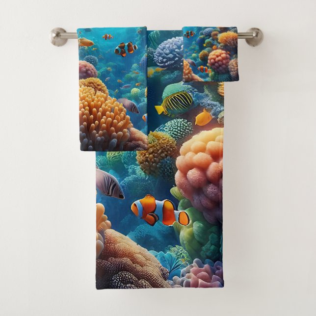 Conjunto De Toalhas Sol da manhã sobe sobre uma paisagem tropical do o (Insitu)