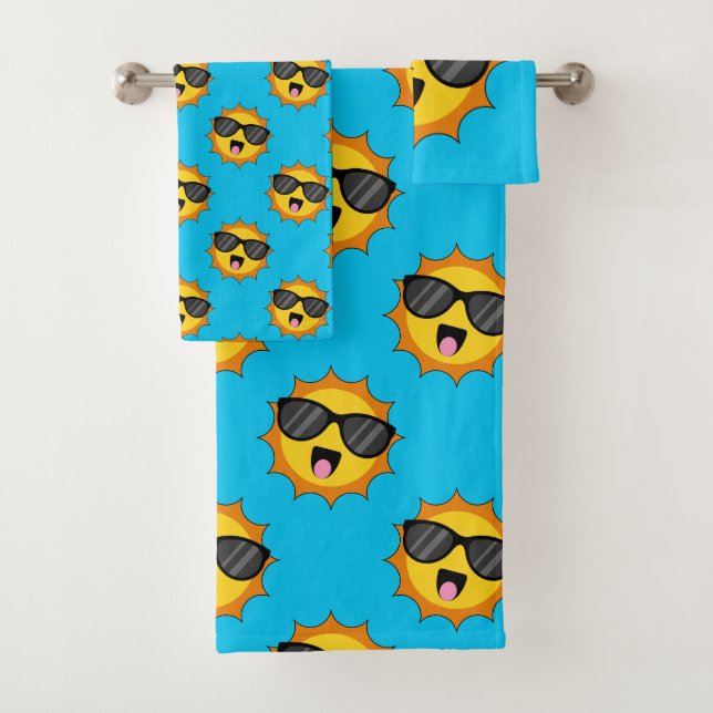 Conjunto De Toalhas Sol Feliz Kawaii com Óculos de Sol (Insitu)