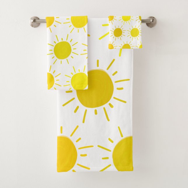 Conjunto De Toalhas Sol Pintado por Sol Amarelo Branco (Insitu)