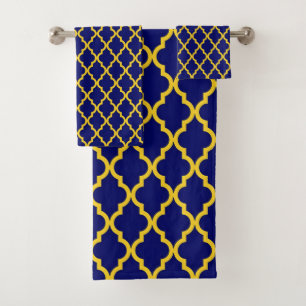 Conjunto De Toalhas Sol Safira: Elegância Boho Marroquina Azul e Amare