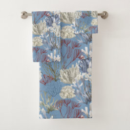 Conjunto De Toalhas Sólido azul-escuro com Impressão submarino