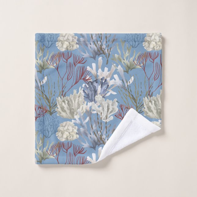 Conjunto De Toalhas Sólido azul-escuro com Impressão submarino (Pano de lavar)