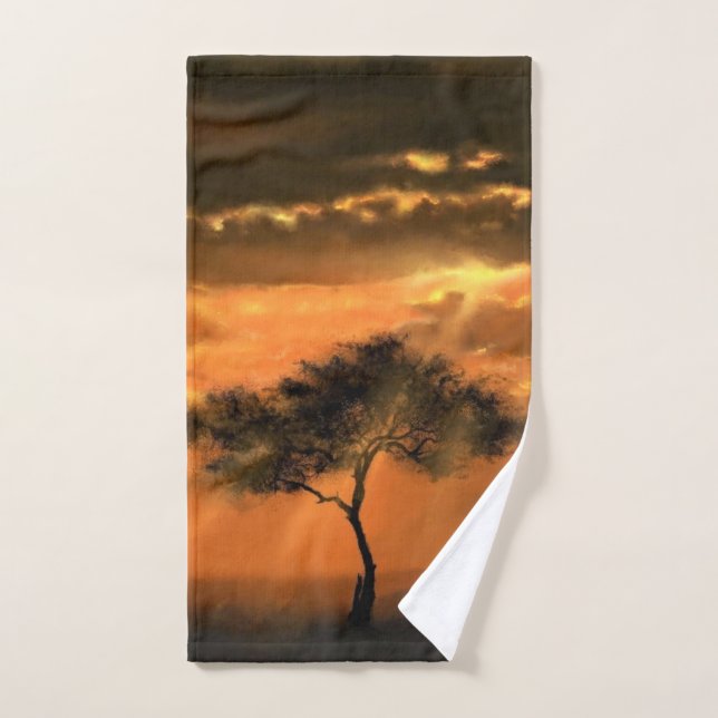 Conjunto De Toalhas Solitário Tree Sunbeams - Coleção de Artes de Dese (Toalha de mão)