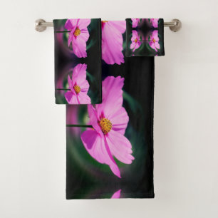 Conjunto De Toalhas Solteiro Pink Cosmos Flower Abstrato