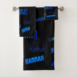 Conjunto De Toalhas Sombras de Azul em Preto - Hannah