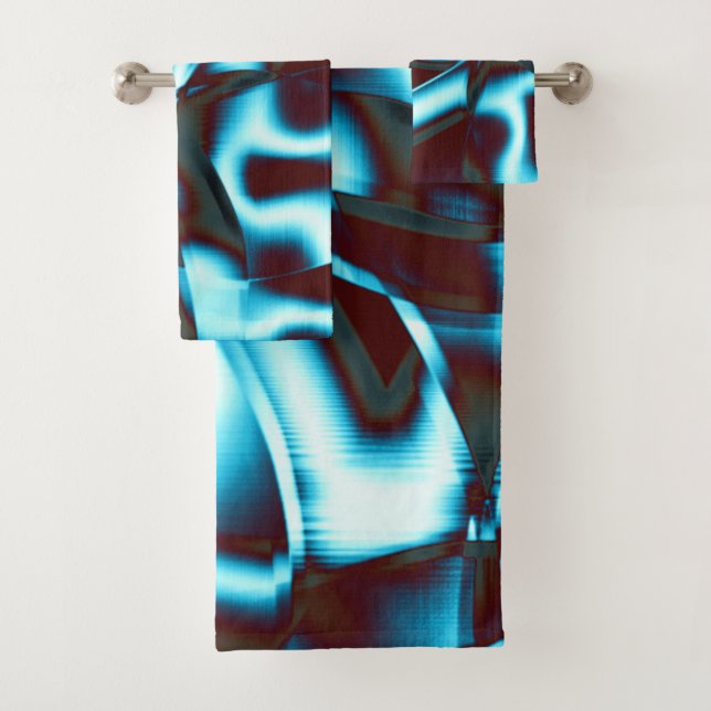 Conjunto De Toalhas Sombras de ciano azul no abstrato (Insitu)