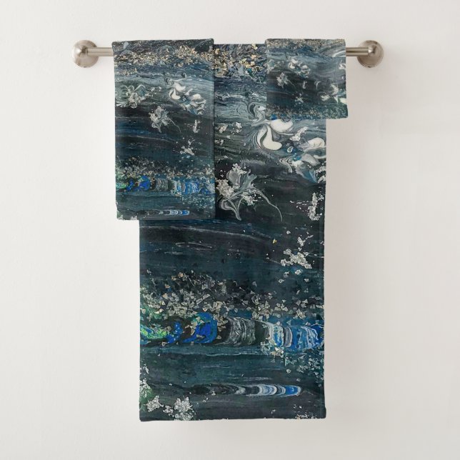 Conjunto De Toalhas Sonhos da abstrato pintando cinza marítima do Ocea (Insitu)