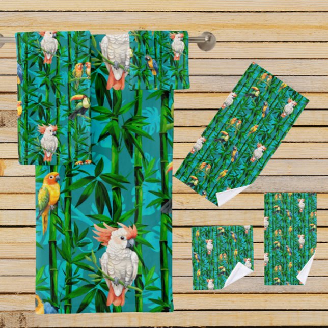 Conjunto De Toalhas Sonhos da Floresta Tropical Bambu Pássaros (Bath towel set)