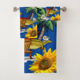 Conjunto De Toalhas Sortidos de Bandeja Verde do Dinossauro Floral de
