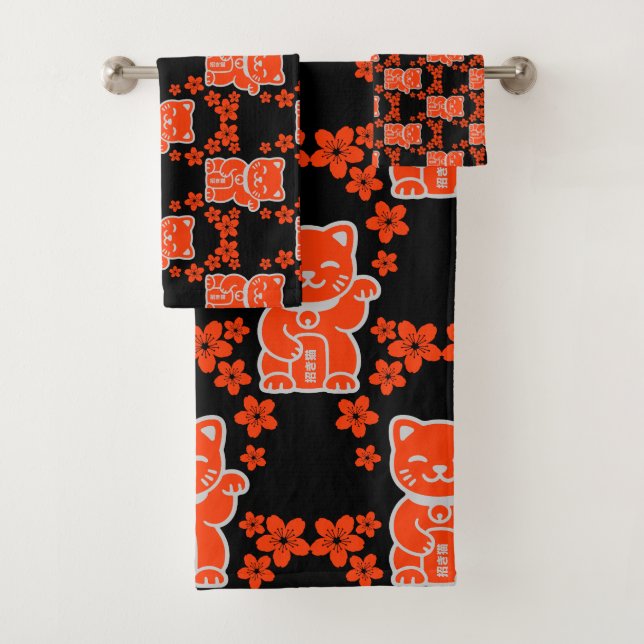 Conjunto De Toalhas Sortudo japonês Maneki-neko (Insitu)