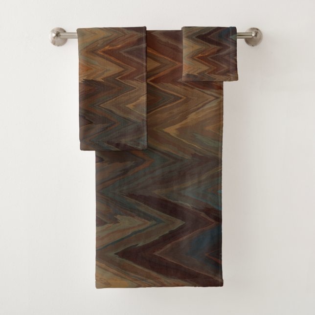 Conjunto De Toalhas Southwest Brown Chevron (Insitu)