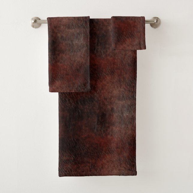 Conjunto De Toalhas Southwest Faux Brown Leather Cowhide (Insitu)