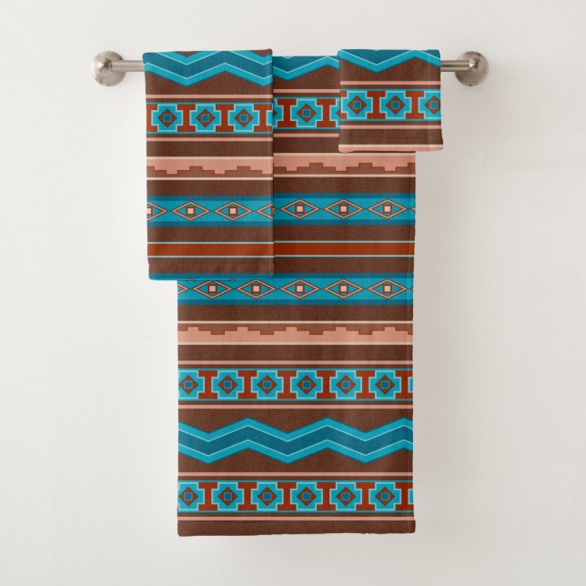 Conjunto De Toalhas Southwest Style Geometric Cameron Gorge Design (Insitu)