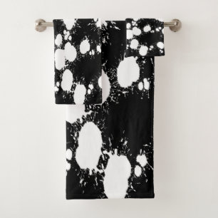 Conjunto De Toalhas Splatter de pintura branca e preta