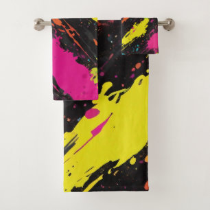 Conjunto De Toalhas Splatter retrorreflector de cores neon