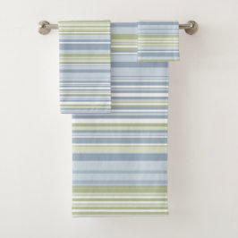 Conjunto De Toalhas Spring Rain and Tropical Blue Stripes