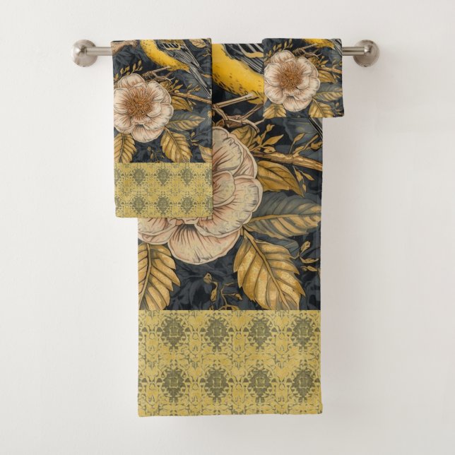 Conjunto De Toalhas Squirrel and Yellow Canary with Flowers Pattern (Insitu)