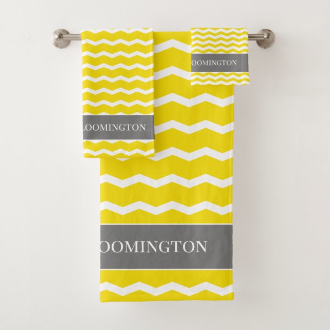 Conjunto De Toalhas Sr. e Sra. teste padrão de ziguezague cinzento (Insitu)