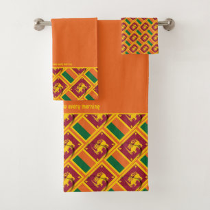 Conjunto De Toalhas SRI LANKA FLAG Personalizado Scripting ORANGE