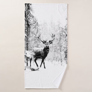 Conjunto De Toalhas Stag Deer Winter Forest Willife Animal Nature art