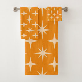 Conjunto De Toalhas Starbursts Atômicos de meio século em Laranja