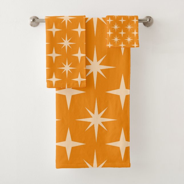 Conjunto De Toalhas Starbursts Atômicos de meio século em Laranja (Insitu)