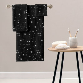 Conjunto De Toalhas Starlight Sparkles Black and White Stars