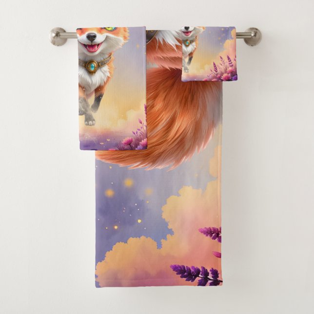 Conjunto De Toalhas Starlit Fox of the Moonlit Meadows.  (Insitu)
