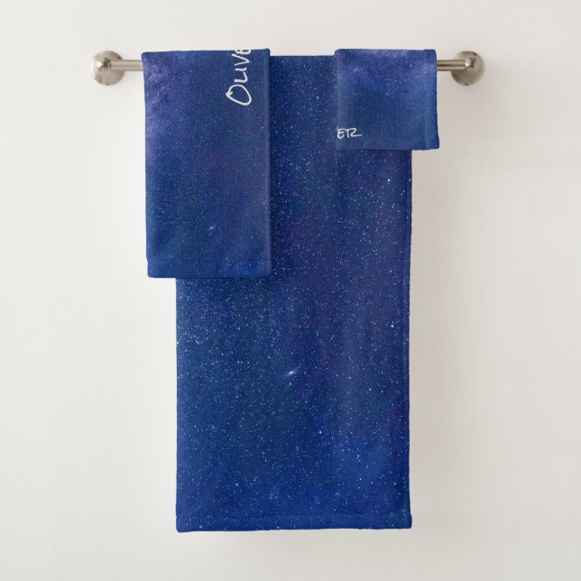 Conjunto De Toalhas Starry Night_Milky Way (com nome personalizado) (Insitu)